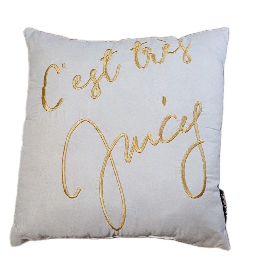 Y2K Juicy Couture Pillow Reversible Coquette Glam Black White Stripe Decor